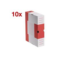 Cartonia Archivboxen 10 Stück weiß/rot 6,0 l