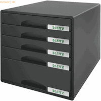 LEITZ Schubladenbox Plus 5211-00-95 schwarz/schwarz 5 Schubladen geschlossen