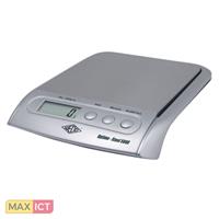 Wedo Electronic Scale OPTIMO Steel 5000. Beeldscherm: LCD. Stroomvoorziening: 4x 1.5 V AAA. Kleur van het product: Zilver. Afmetingen (BxDxH): 245 x 186 x 40 mm, Gewicht: 650 g