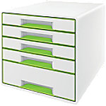Leitz WOW Cube Ladenkastje Duokleur met 5 laden A4 Wit, Groen 28,7 x 27 x 36,3 cm