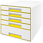 Leitz Schubladenbox Wow Cube 5214-20-16 perlweiß/gelb metallic 5 Schubladen geschlossen