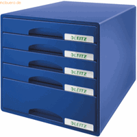 LEITZ Schubladenbox Plus 5211-00-35 blau/blau 5 Schubladen geschlossen