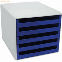 M&M Schubladenbox 30050911 lichtgrau/blau 5 Schubladen offen