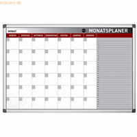 Bi-office Monatsplaner Earth-It 90 x 60 cm (B x H) 1 Monat mit Ablageschale Aluminium weiß lackiert silber