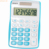 GENIE Compacte rekenmachine met 8-cijferig display en dubbele voeding, blauw