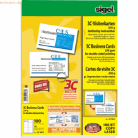 Sigel LP853 3C- Visitenkarten weiß 85 x 55 mm 250g 100 Stück glatte Kanten Duplex