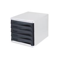 helit Schubladenbox H61299-98 weiß/schwarz mit 5 Schubladen geschlossen