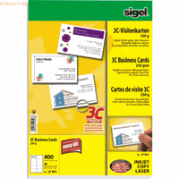 Sigel LP801 3C- Visitenkarten weiß 85 x 55 mm 250g 400 Stück glatte Kanten