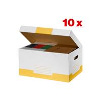 Cartonia Archivcontainer 10 Stück weiß/gelb für 6 Archivboxen mit 8cm Rücken 47 l