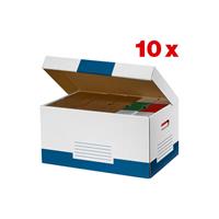 Cartonia Archivcontainer 10 Stück weiß/blau für 6 Archivboxen mit 8cm Rücken 47 l