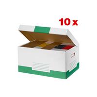 Cartonia Archivcontainer 10 Stück weiß/grün für 6 Archivboxen mit 8cm Rücken 47 l