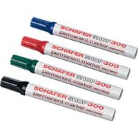 S. Schäfer Shop 300 permanent marker, ronde punt, lijndikte 1,5-3 mm, watervast, open op te bergen, aluminium & kunststof, geassorteerde kleuren, 4 st.