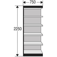 Kerkmann PROGRESS 2000 stalen bureaustelling, met achterwand, B 750 x D 500 x H 2250 mm, frame zwart