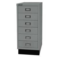 BISLEY MultiDrawer™ 29 serie, met sokkel, A4, 6 laden, zilverkleurig