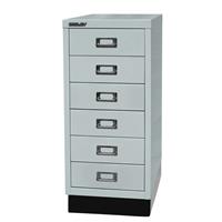 BISLEY MultiDrawer™ 29 serie, met sokkel, A4, 6 laden, lichtgrijs