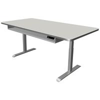 kerkmann Steh-Sitz-Schreibtisch Move 4 Premium 200 x 100 cm - Lichtgrau/Silber