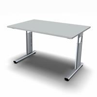 geramoebel Schreibtisch C-Flex 120 x 80 - Lichtgrau / Silber