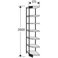 Kerkmann Stalen rek PROGRESS 2000, open hoekkast bouwdeel, zonder achterwand, H 2600 x B 400 + D 400 mm, zwart frame