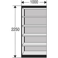 Kerkmann PROGRESS 2000 stalen bureaustelling, met achterwand, B 1000 x D 500 x H 2250 mm, frame zwart