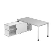 hammerbacher Schreibtisch H zur Auflage 160 x 80 - Lichtgrau/Silbergrau