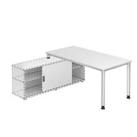 hammerbacher Schreibtisch H zur Auflage 160 x 80 - Weiss/Silbergrau