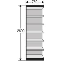 Kerkmann Stalen rek PROGRESS 2000, stellingsectie, achterwand, H 2600 x B 750 x D 400 mm, zwart frame