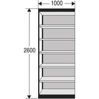 Stalen rek PROGRESS 2000, stellingsectie, achterwand, H 2600 x B 1000 x D 400 mm, zilveren frame