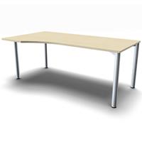 geramoebel Schreibtisch 4-Flex 180 x 100 - Ahorn / Silber