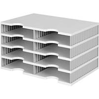 styro sorteerstation styrodoc Standaard, C4, 4 etages/2 rijen/8 vakken, grijs/grijs