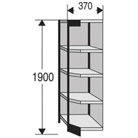 Kerkmann Stalen rek PROGRESS 2000, open hoekkast bouwdeel, achterwand, H 1900 x B 400 + D 600 mm, zwart frame