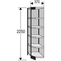 Stalen rek PROGRESS 2000, open hoekkast bouwdeel, achterwand, H 2600 x B 400 + D 300 mm, zilveren frame