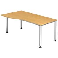 Bureau asymmetrisch met 4 ronde poten - 180x100 cm - Hammerbacher