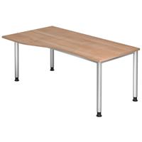 Bureau asymmetrisch met 4 ronde poten - 180x100 cm - Hammerbacher