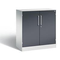 C+P Vleugeldeurkast ASISTO, hoogte 897 mm, breedte 800 mm, 1 legbord, lichtgrijs/zwartgrijs