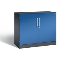 C+P Vleugeldeurkast ASISTO, hoogte 897 mm, breedte 1000 mm, 1 legbord, zwartgrijs/gentiaanblauw