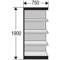 Stalen rek PROGRESS 2000, stellingsectie, achterwand, H 1900 x B 750 x D 600 mm, zilveren frame