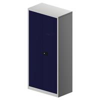 BISLEY UNIVERSAL vleugeldeurkast, h x b x d = 1950 x 914 x 500 mm, 4 verzinkte legborden, 5 ordnerhoogtes, lichtgrijs/oxfordblauw