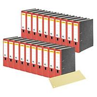 Schäfer Shop Select  ordner, A4-formaat, rug van 80 mm, 20 stuks, rood + GRATIS scheidingsstroken, geel 100 stuks
