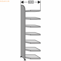 Open kast Dante, open hoekkast bouwdeel, H 2600 x B 600 mm, achterwand, wit