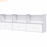 Sideboard Toledo, met zicht-achterwand, 3 schuifladen, 3 vakken, 2 ordnerhoogten, B 2360 x D 380 mm, wit