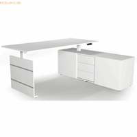 kerkmann Sitz-/Stehtisch Move 3 180x80x72-120 mit Sideboard weiß