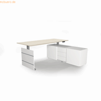 kerkmann Komplettarbeitsplatz Move 3 180x80x72-120 mit Sideboard silbe