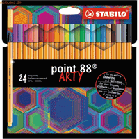 STABILO  punt 88 fineliner Arty kartonnen portefeuille van 24 kleuren