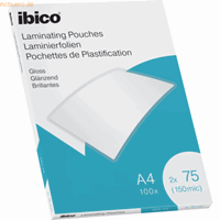 ibico Laminierfolie für A4 75 Micron glänzend VE=100 Stück glasklar