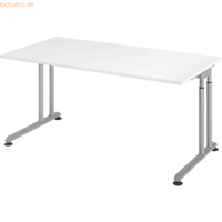 Hjh OFFICE PRO Zeno 16 S 160 x 80 - hoogte - verstelbaar frame zilver, Melamine-gecoate spaanplaat, Mehrfarbig