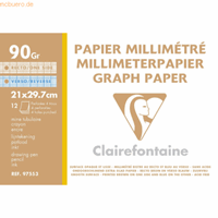 clairefontaine 10 x  Millimeterpapier A4 gelocht weiß 90g/qm 12 Blatt