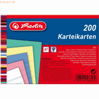 herlitz 12 x  Karteikarten A7 170g/qm liniert farbig sortiert VE=200 St