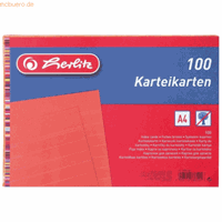 herlitz 4 x  Karteikarten A5 liniert orange VE=100 Stück