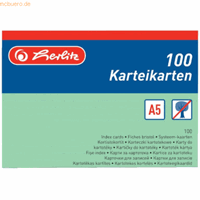 herlitz 4 x  Karteikarten A5 liniert VE=100 Stück grün