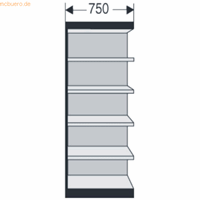 Kerkmann PROGRESS 2000 stalen bureaustelling, met achterwand, B 750 x D 600 x H 2250 mm, frame zwart